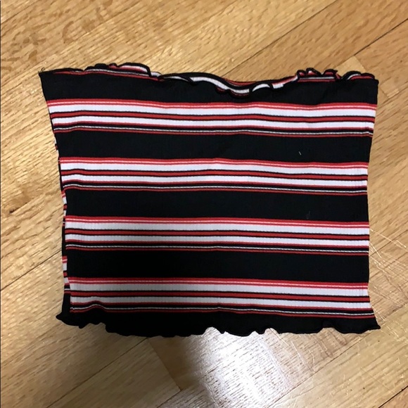 black and yellow striped tube top